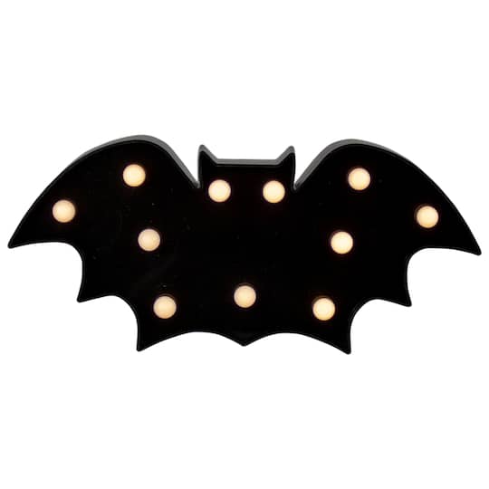 12&#x22; Lighted Black Bat Halloween Marquee Decoration